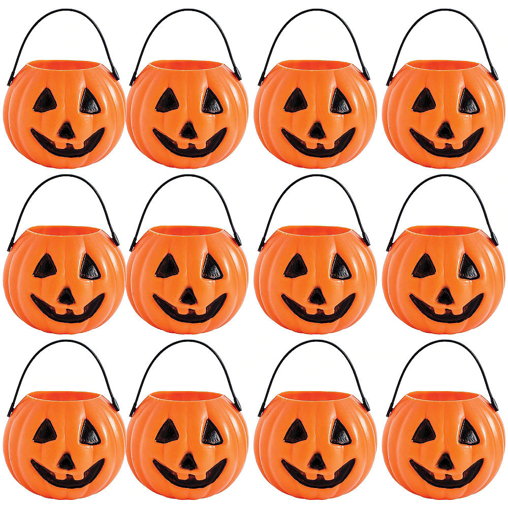 Halloween Pumpkin Smiling Mini Treat Pails Plastic 12 Pack | Perfect ...