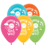 Get Well Soon Smiley Faces Tropical Assorted Latex Balloons 25 Pack