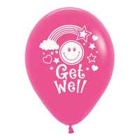 Get Well Soon Smiley Faces Fashion Fuchsia Pink Latex Balloons 25 Pack