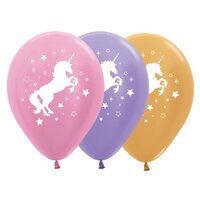 Unicorn Sparkles Pink, Lilac & Gold Latex Balloons 25 Pack 