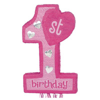 Pink 1st Birthday 3D Shape Empty Pinata