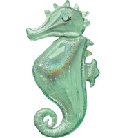 Mermaid Wishes Holographic Seahorse SuperShape Foil Balloon