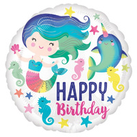 Colourful Mermaid Ocean Fun Happy Birthday Foil Balloon