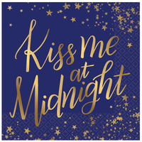 New Years Eve Kiss Me At Midnight Beverage Napkins 16 Pack