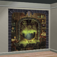 Halloween Witches Kitchen Scene Setter Backdrop Decoration