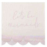 Let's Be Mermaids Paper Napkins with Scalloped Fringe 16 Pack