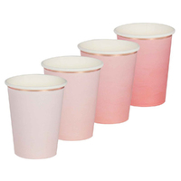 Ombre Pink & Rose Gold Paper Cups 8 Pack