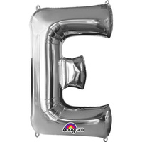 Silver Party Supplies - Silver Foil Balloon Letter E 86cm 