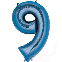 Number 9 Large Blue Foil Balloon 