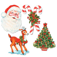 Christmas Party Supplies 4 Assorted Christmas Cutouts- Discontinued 