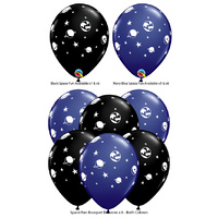 Space Fun Latex Balloons Available in 1 & 6 Packs Navy & Black 30cm Approx