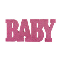 Baby Shower Girl Standing MDF Pink Glittered Sign Baby