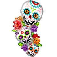 Halloween Day of the Dead Stacking Sugar Skulls SuperShape Foil Balloon