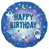 Happy Birthday Outer Space Holographic Foil Balloon