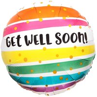 Get Well Soon Bold Stripes Round Foil Balloon