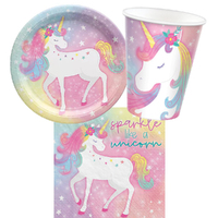 Enchanted Unicorn 8 Guest Large Tableware Birthday Party Pack