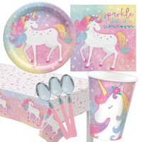 Enchanted Unicorn 8 Guest Large Deluxe Tableware Birthday Party Pack