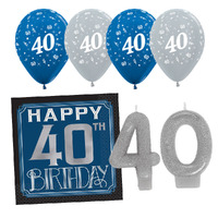 40th Birthday Blue and Silver Party Pack