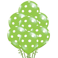 Green Polka Dot Spotted Latex Balloons 6 Pack