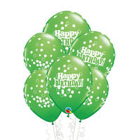 Happy Birthday Green Confetti Design Latex Balloon 6 Pack (3 Confetti Print & 3 Happy Birthday Print)