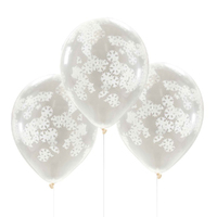 Rustic Christmas Latex Balloons with Snowflake Confetti 5 Pack