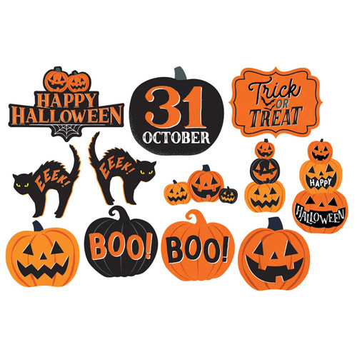 Halloween Classic Orange & Black Cutouts 12 Pack