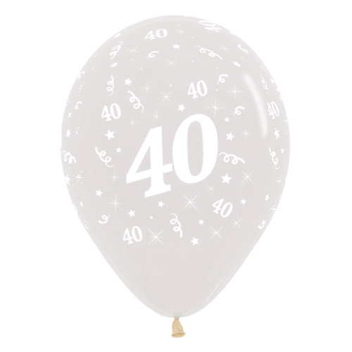 40th Birthday Clear Latex Balloons 6 Pack