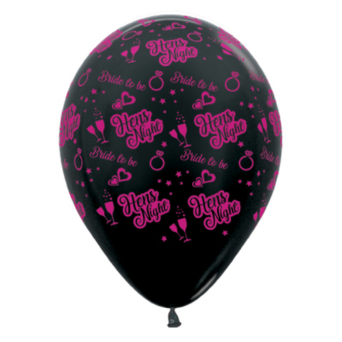 Hens Night Bride to Be Metallic Black Latex Balloons 6 Pack 