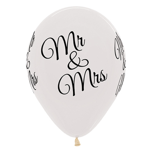 Mr & Mrs Crystal Clear Latex Balloons 6 Pack