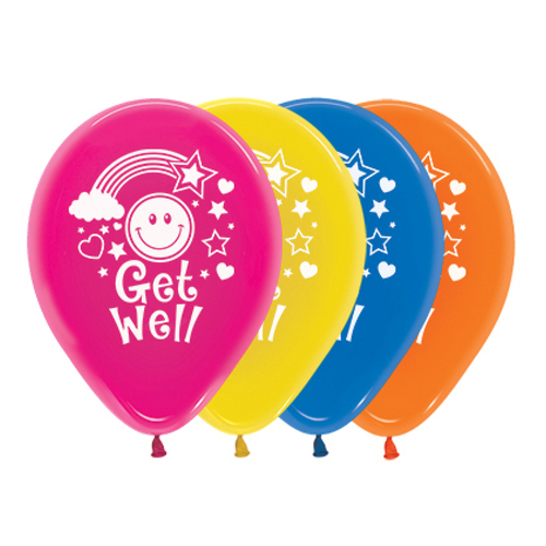 Get Well Soon Smiley Faces Crystal Assorted Latex Balloons 25 Pack