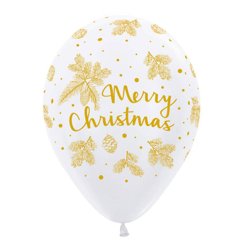 Merry Christmas White Latex Balloons 50 Pack