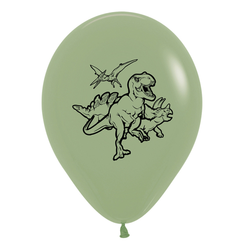 Dinosaur Fashion Eucalyptus Green Latex Balloons 6 Pack 