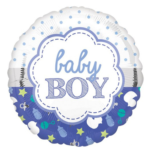 Baby Shower Baby Boy Scallop Foil Balloon