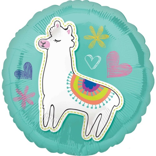 Llama Selfie Celebration Round Foil Balloon