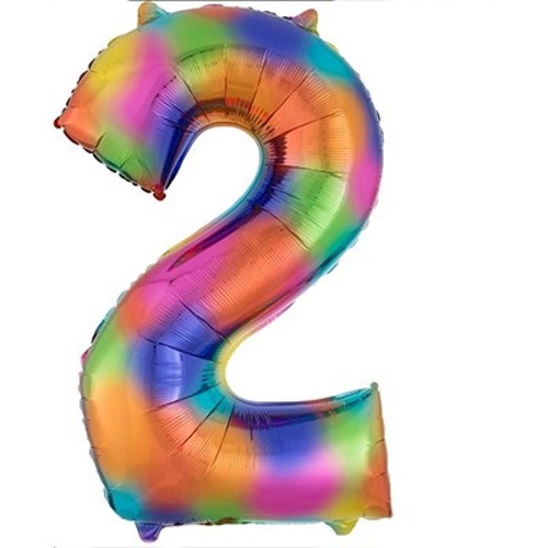 Rainbow Splash SuperShape Foil Balloon Number 2