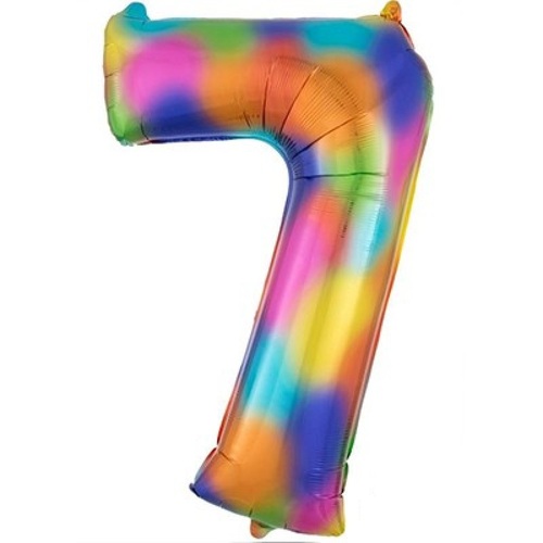 Rainbow Splash SuperShape Foil Balloon Number 7