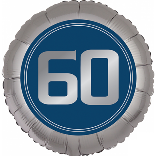 60th Birthday Blue And Silver Foil Balloon