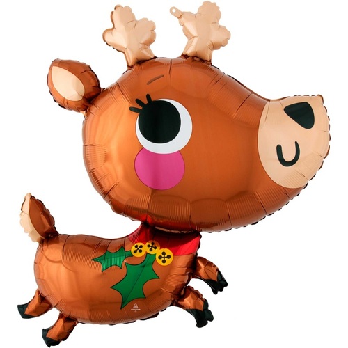 Christmas Adorable Reindeer SuperShape Foil Balloon