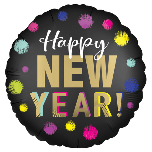 Happy New Year Satin Dotted Foil Balloon