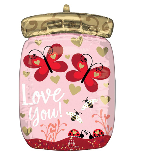 Bugs & Butterflies Love You Jar Foil Balloon