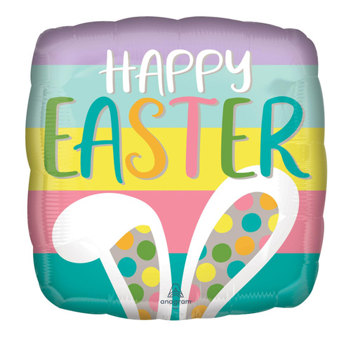 Happy Easter Bunny Ears Square Foil Balloon