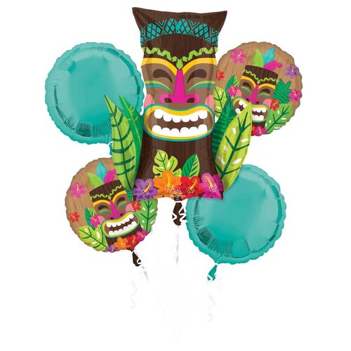 Hawaiian Vintage Tiki Luau Foil Balloon Bouquet 