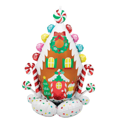 Christmas Gingerbread House Air Fill AirLoonz Foil Balloon