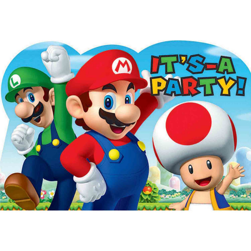 Super Mario Brothers Postcard Invitations 8 Pack