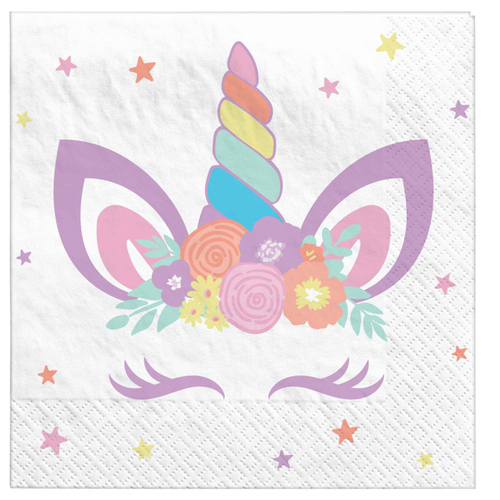 Unicorn Party Beverage Napkins 16 Pack