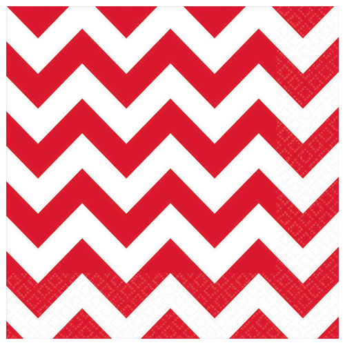 Chevron Apple Red Lunch Napkins 16 Pack