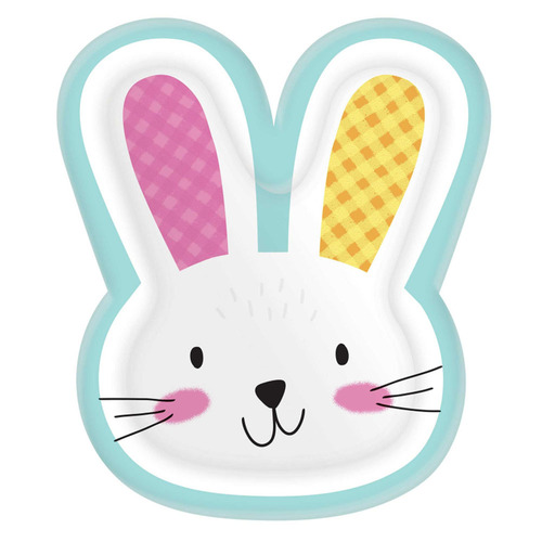 Easter Bunny Shaped Paper Plates 8 Pack