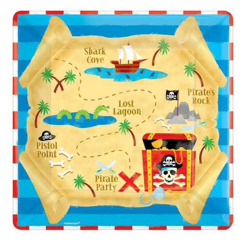 Pirate's Treasure Square Dinner Plates 8 Pack