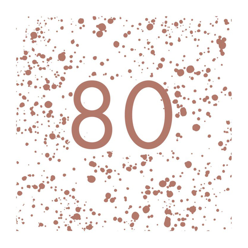 80th Birthday Rose Gold "80" Lunch Napkins 16 Pack