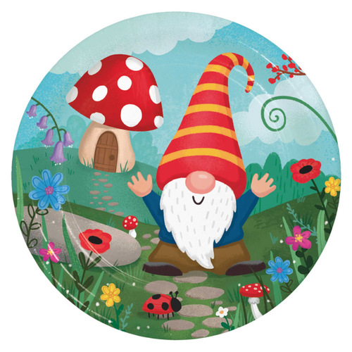 Party Gnomes Lunch Dessert Cake Paper Plates 8 Pack